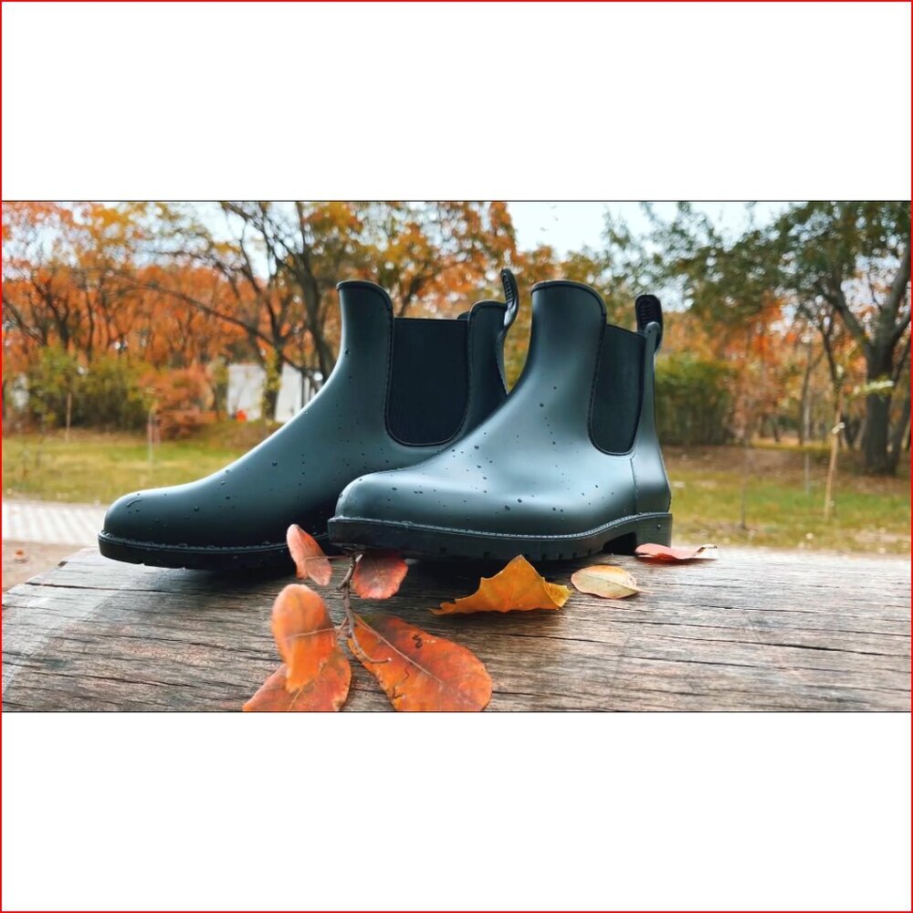 Waterproof Chelsea Rain Boots with Rubber Sole and EVA Insole - Picture 7 of 7
